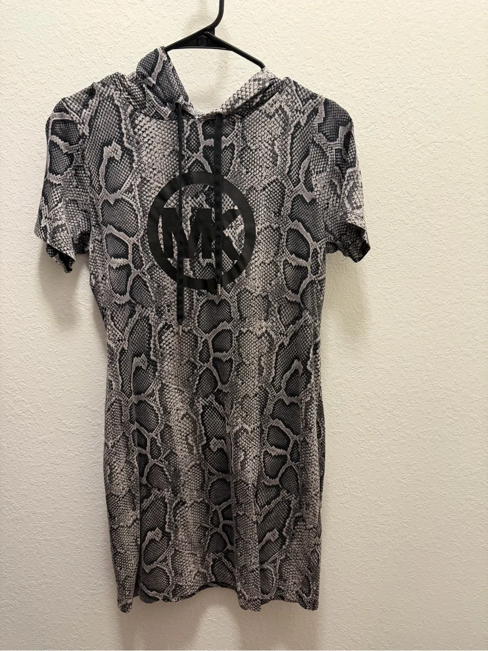 Michael Kors Gray Snake-Print Hoodie with Black Logo